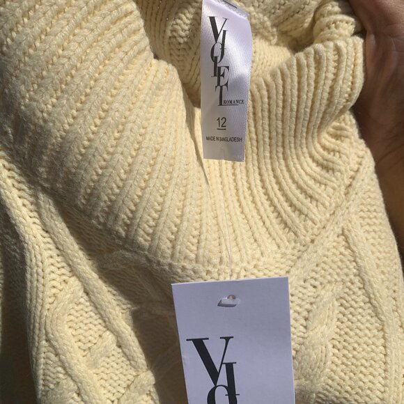 ASOS Violet Romance Oversized High Neck Cable Knit Oversized Tunic Dress Sweater - Picture 8 of 16